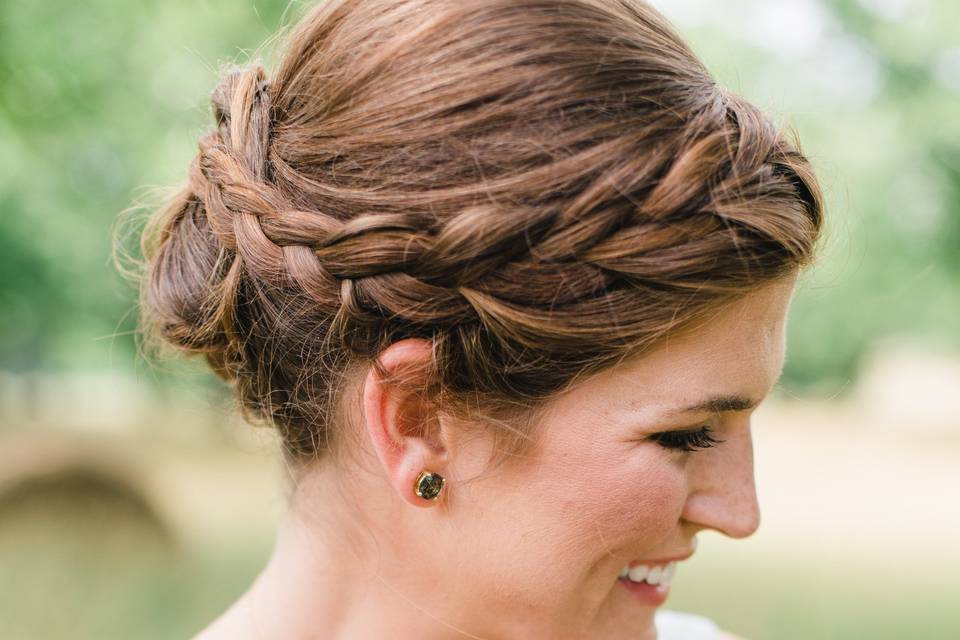 Wedding updo with side braids