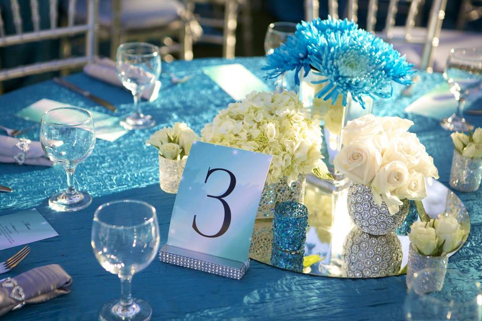 Table set-up with centerpiece