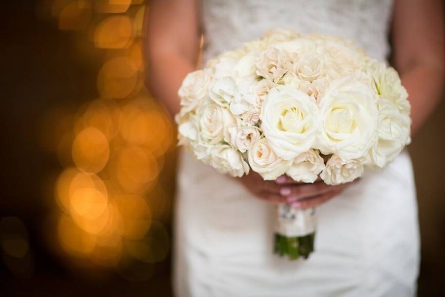 The bride holding her bouquet