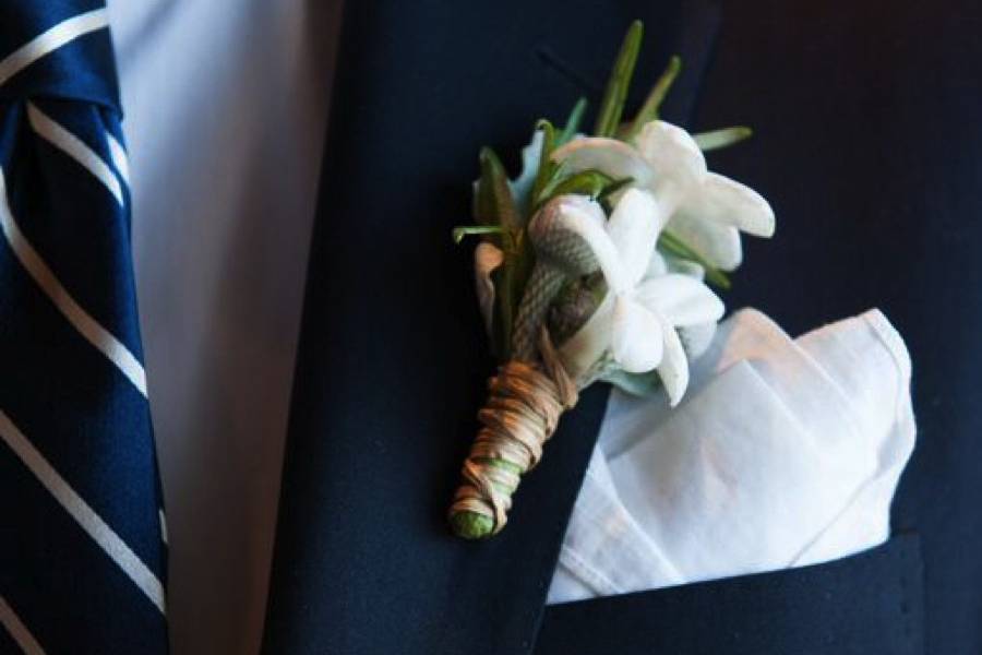 Grooms boutonniere stephanotis