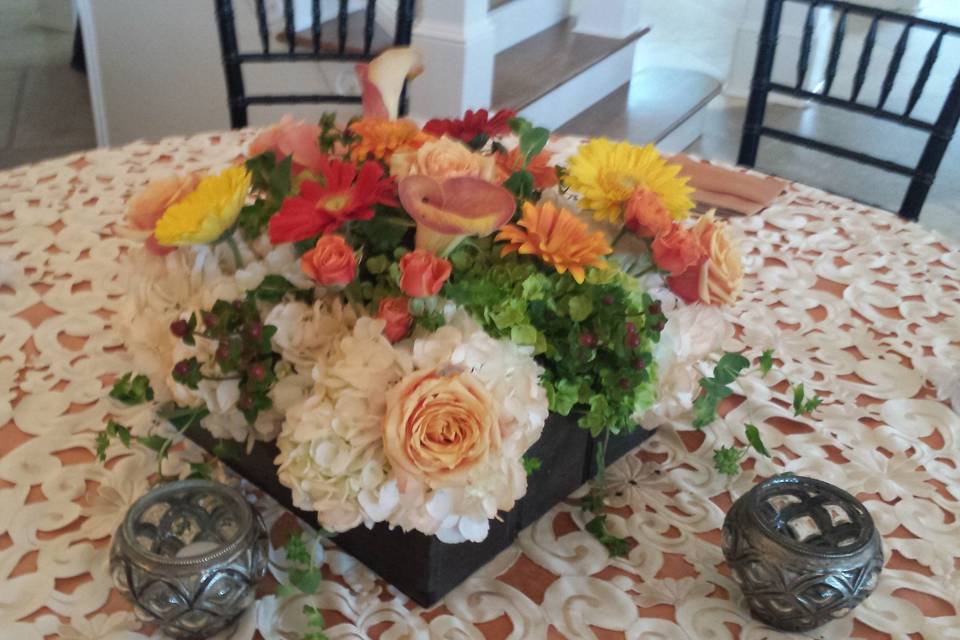 Barn wood box centerpiece hilton head