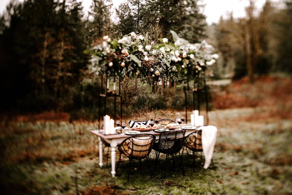 Newlyweds' reception table