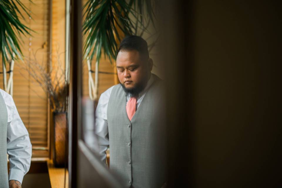 Groom getting ready