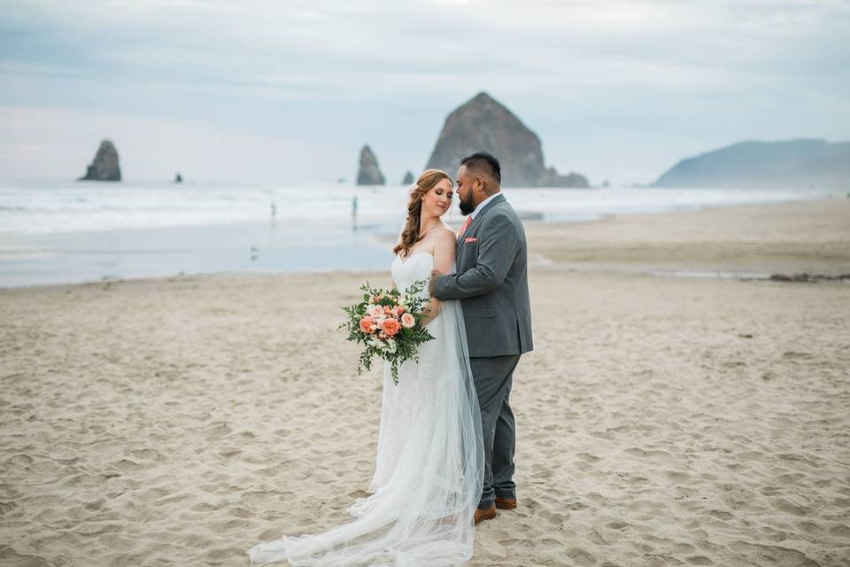 Newlyweds on the beach