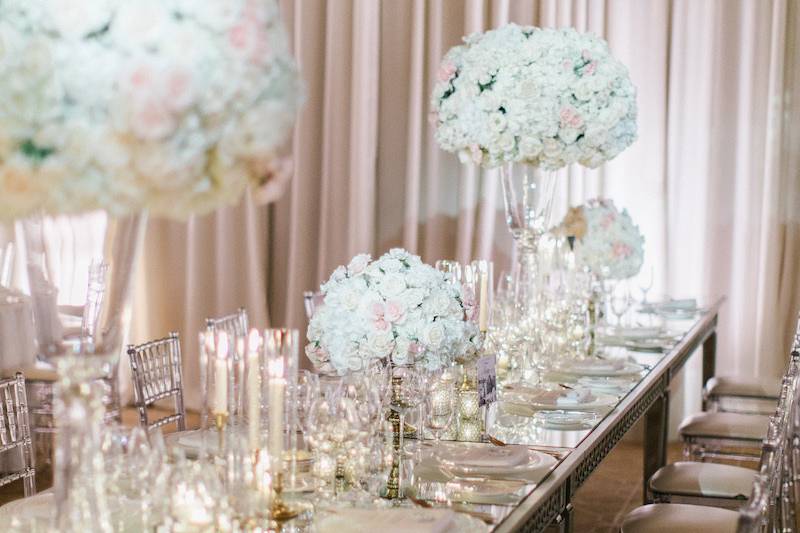 Long table with rustic chairs