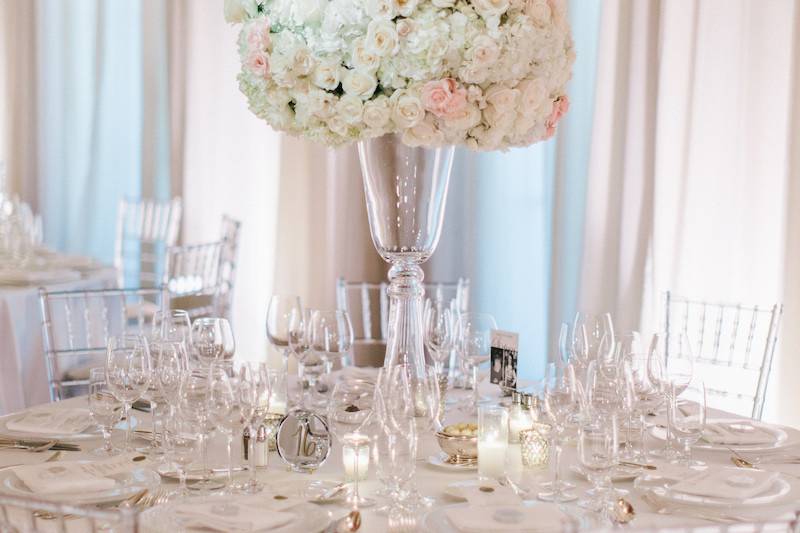 Long table with rustic chairs