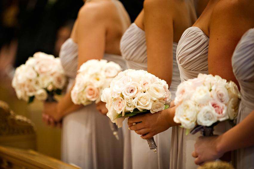 A row of bouquets