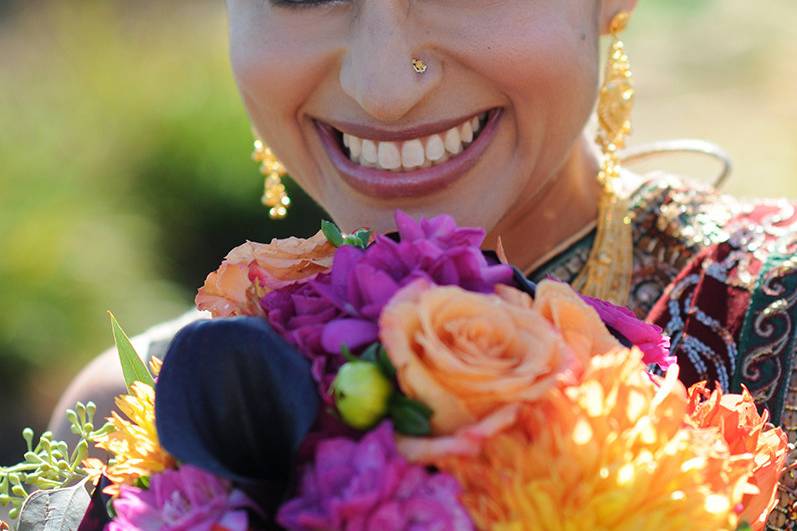 Close up of the bride