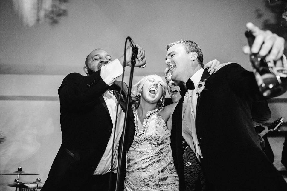 Bride and Groom singing along