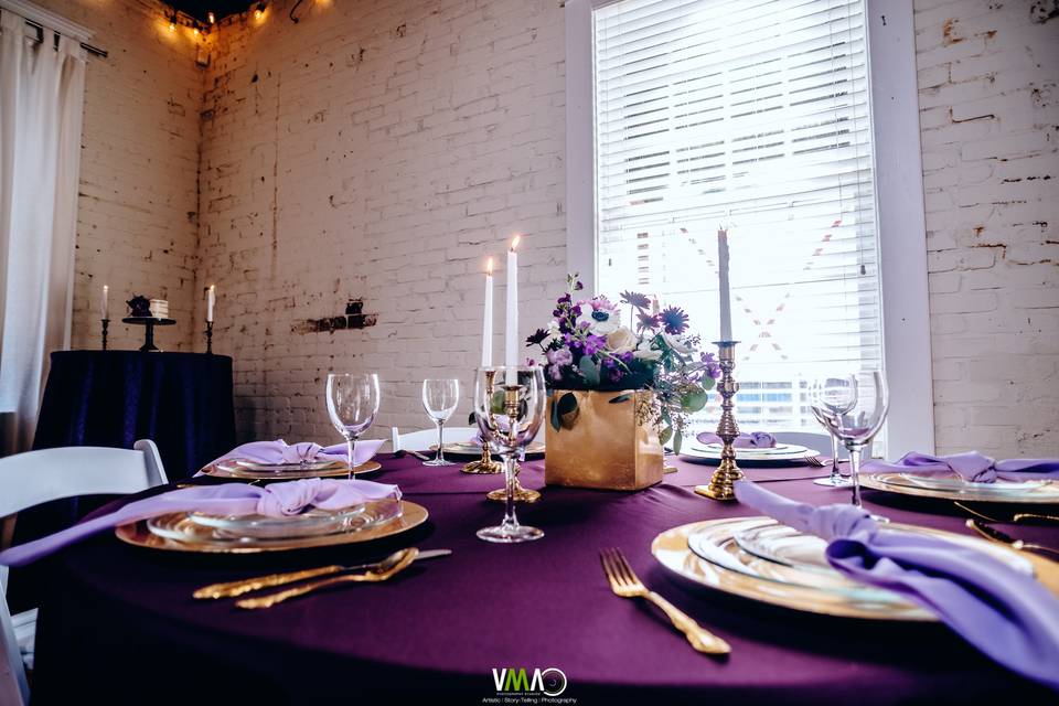 Purple wedding setup