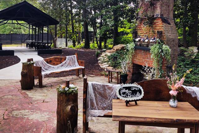 Rustic fireplace area