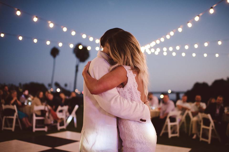 An intimate moment for the bride and groom.