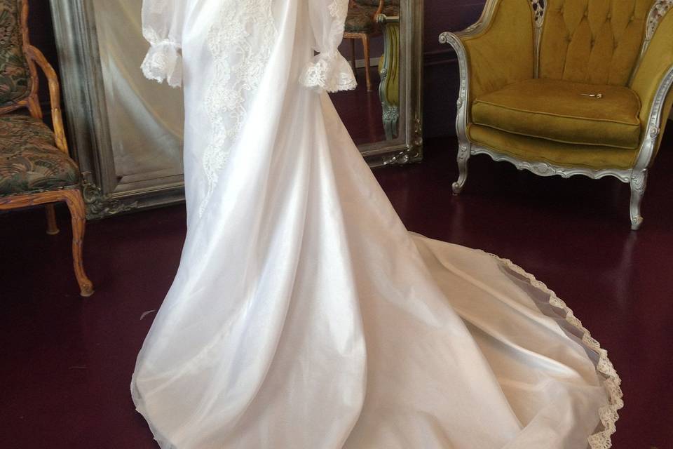 Custom replica of mom's vintage gown that was lost.. Copied for Bride's Mom and Dad's anniversary party.