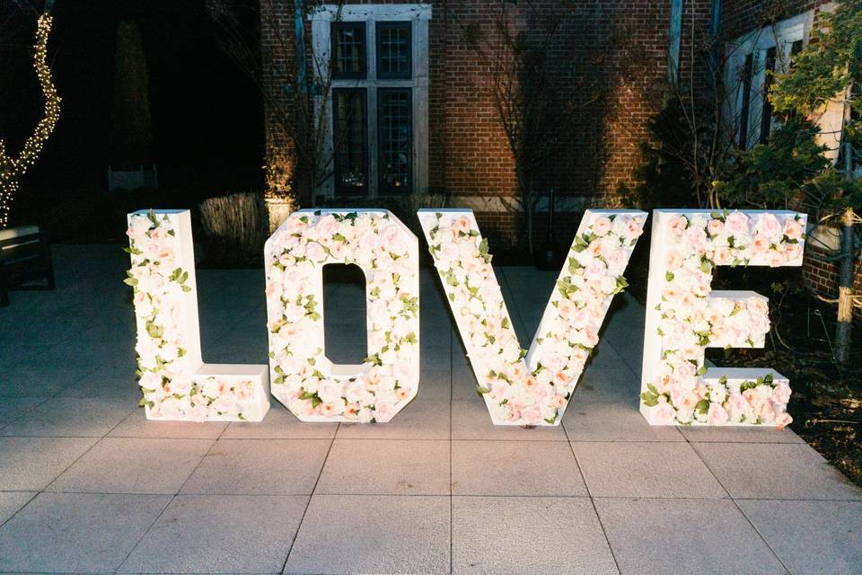 Custom floral Love sign