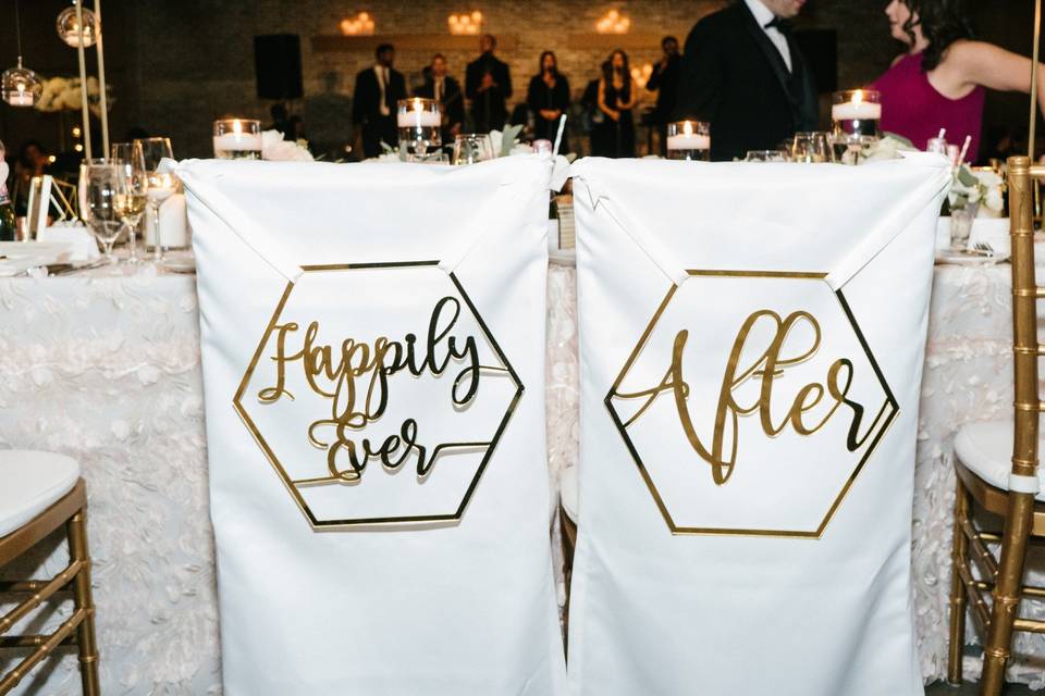 Custom chair covers & signs