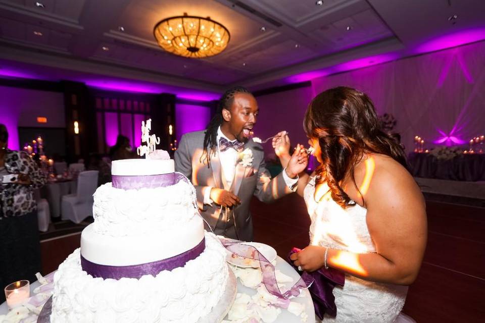 Feeding each other cake