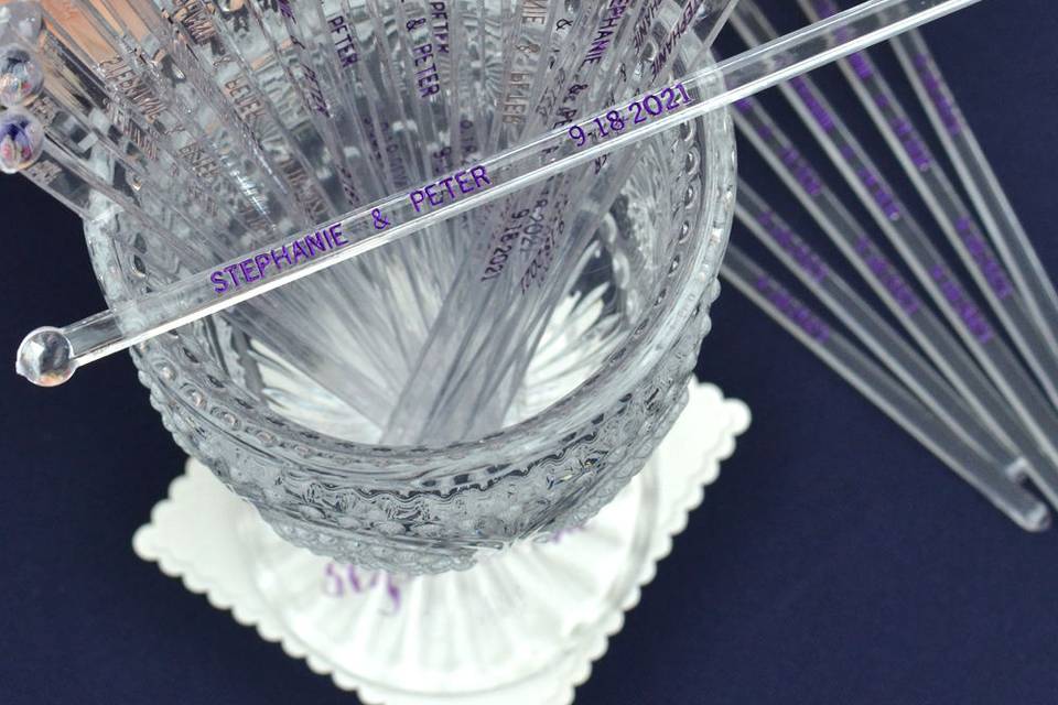 Personalized wedding drink stirrers