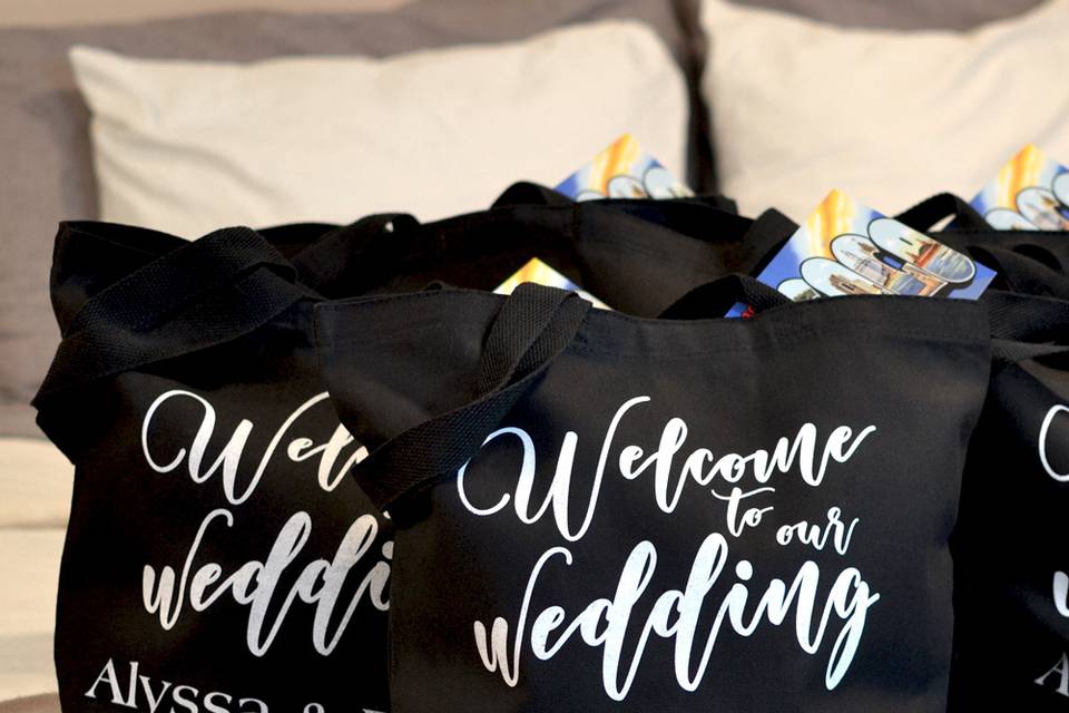 Canvas wedding welcome bags