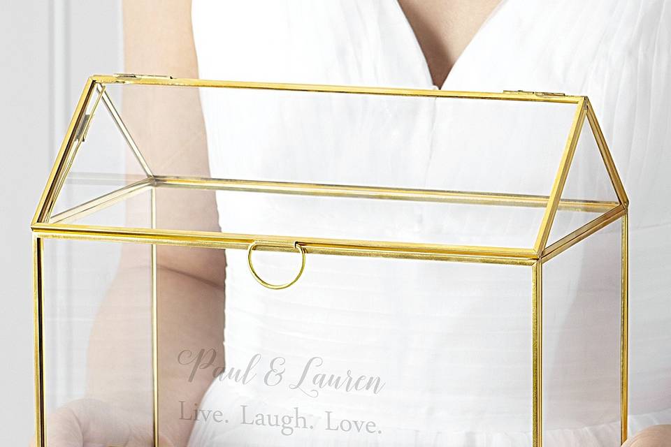 Gold frame glass gift card box