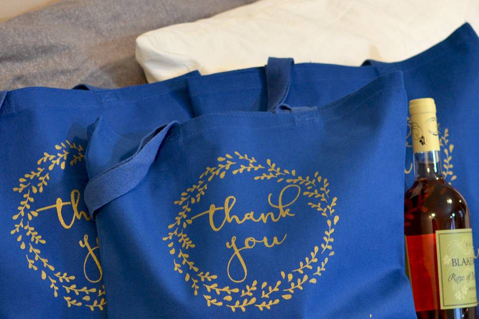 Canvas wedding thank you bags