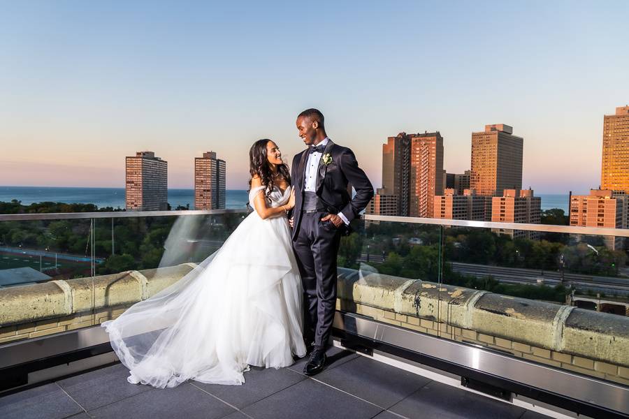 TWA Chicago skyline wedding