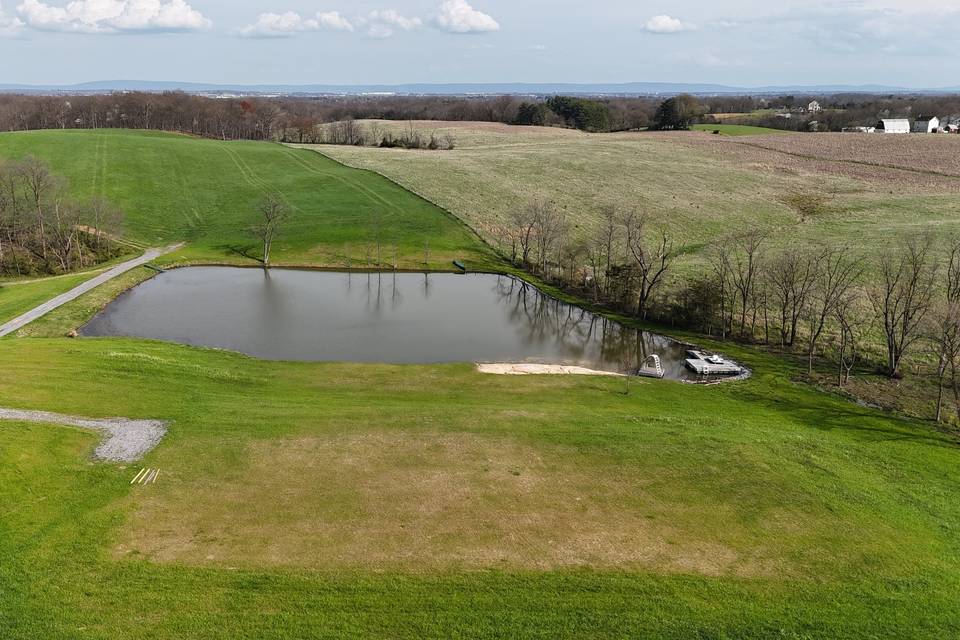 Arial footage of pond