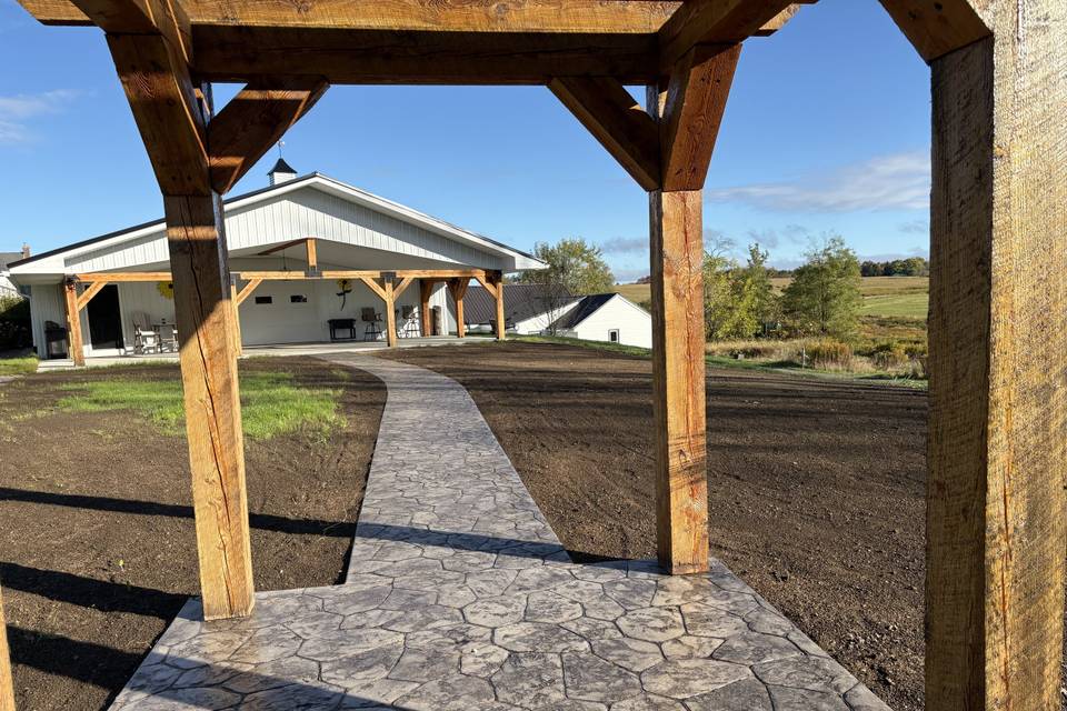 Under the pergola