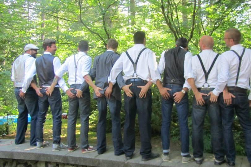 The couple and groomsmen