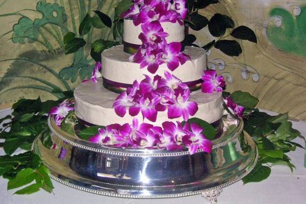 Gluten Free wedding cake with orchids