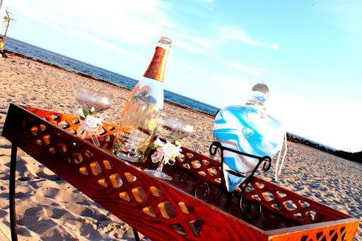 Drinking by the beach