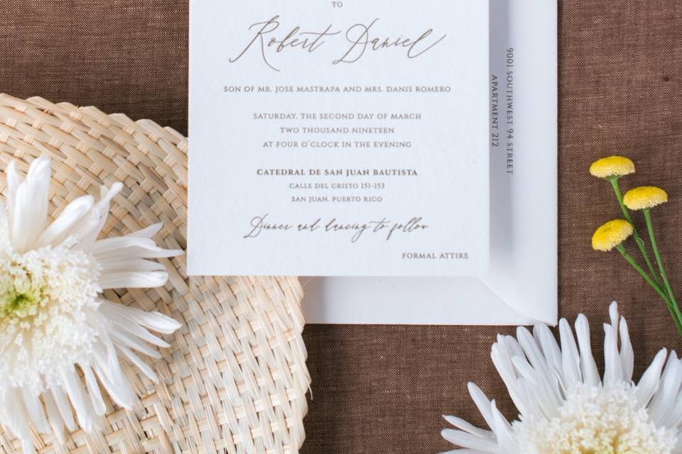 White and yellow invitation