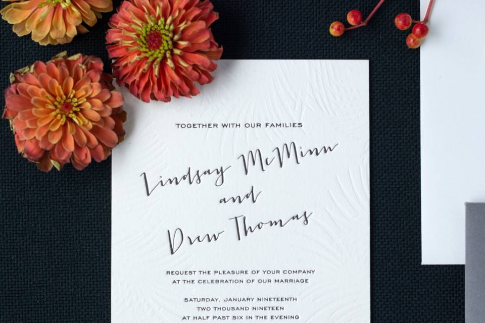 Wedding Invitation, Letterpres