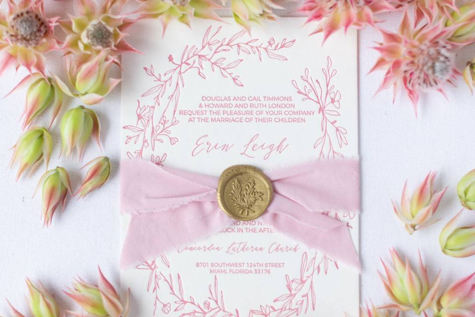 Wedding Invitation, ribbon