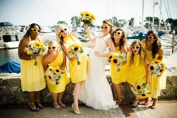 The bride with her bridesmaids