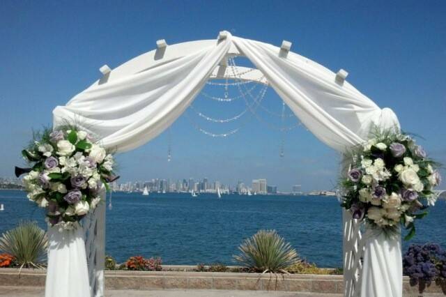 Decorated wedding arbor