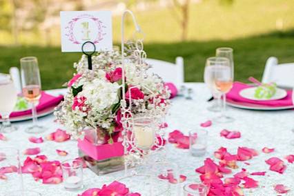 Table setup with floral centerpiece