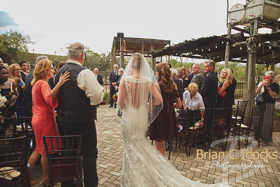 Bride walks down the aisle