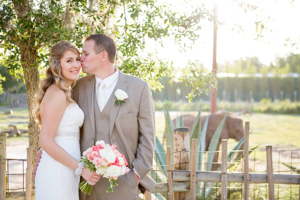 Bride and Groom pose in Africa