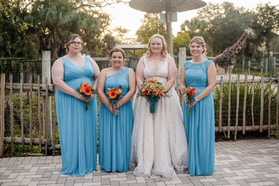 Bride with bridesmaids