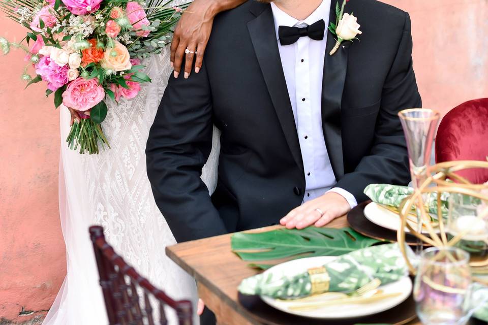 Bride and Groom pose in Africa