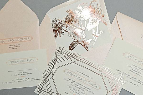 Rose Gold foil with a touch of Blossom