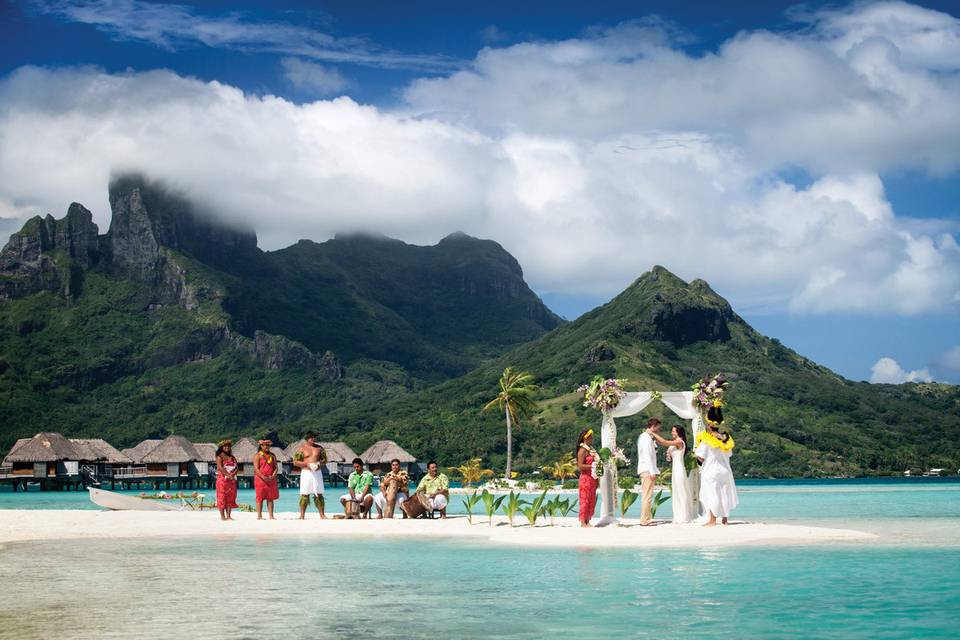 Have wedding ceremony on the beach under the gaze of Bora Bora's famed Mount Otemanu | Honeymoons by Tahiti.com