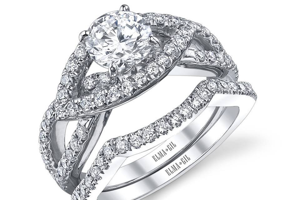 Elma Gil Round Diamond Ring with Diamond accents