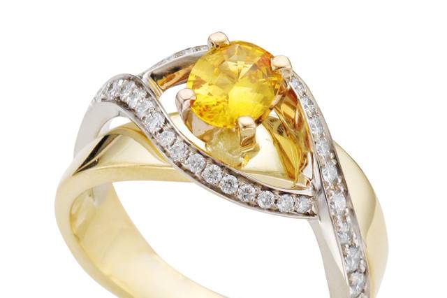 Custom Yellow Sapphire and diamond Two Tone Bedazzle by Mark Schneider