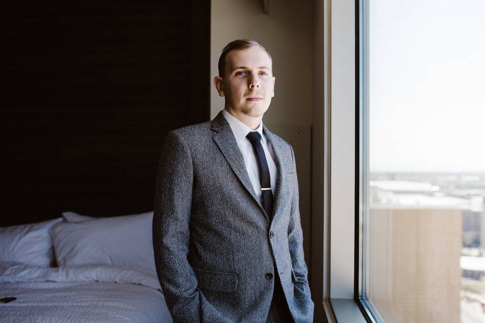 Groom  getting ready