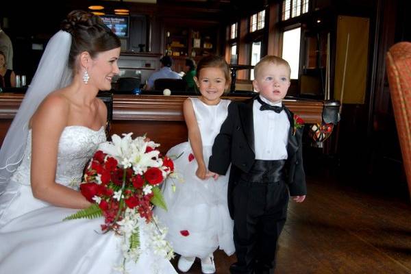 The bride with her kids
