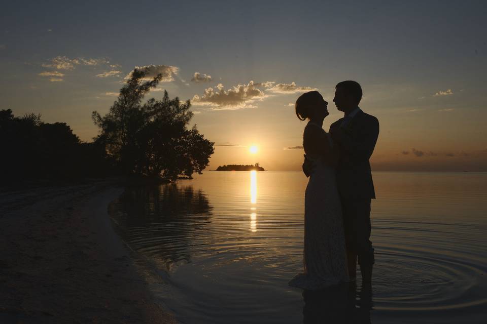 Sunset silhouettes at the beach