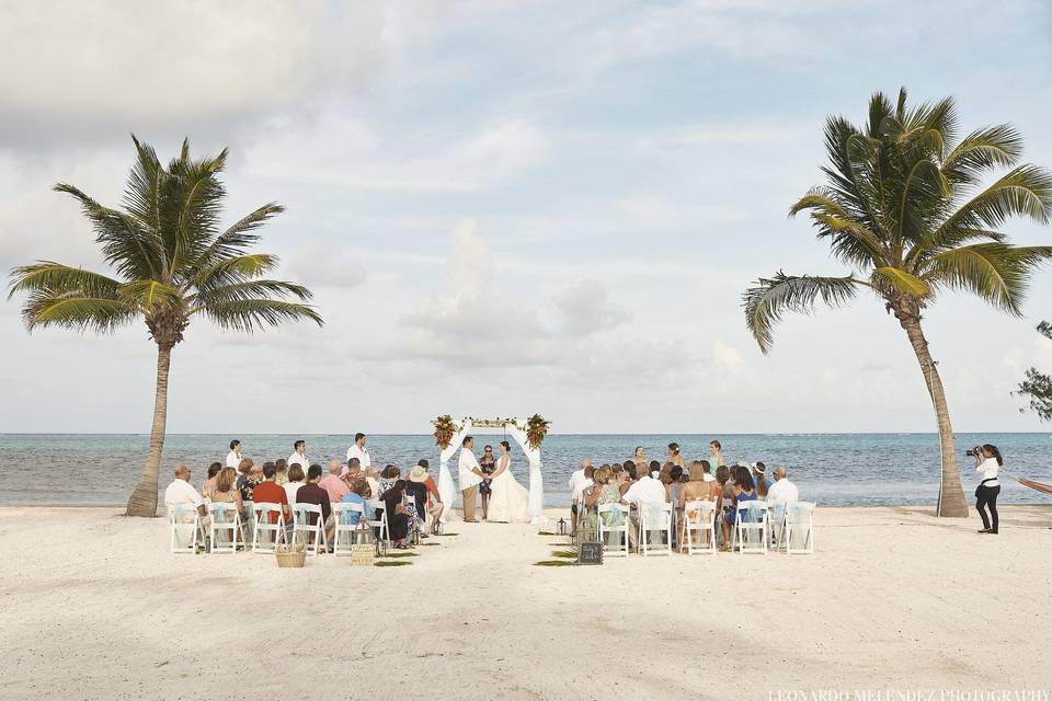 Beach wedding ceremony