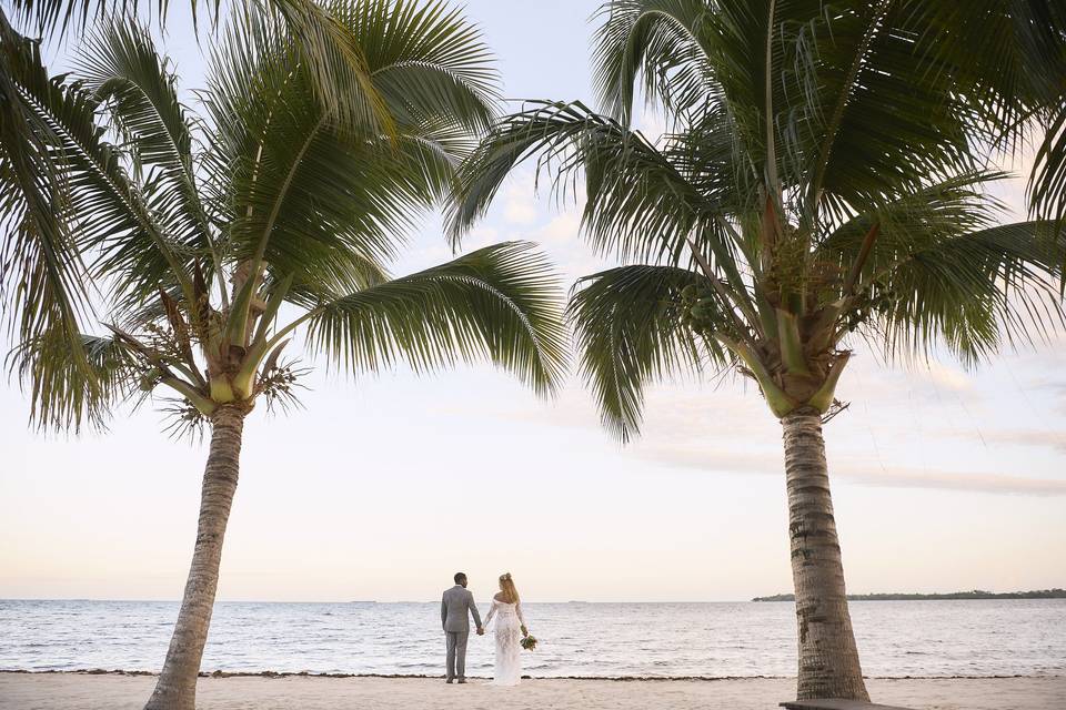 Newlyweds at the beach