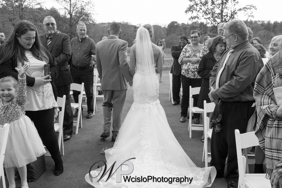 Bride walking down the aisle